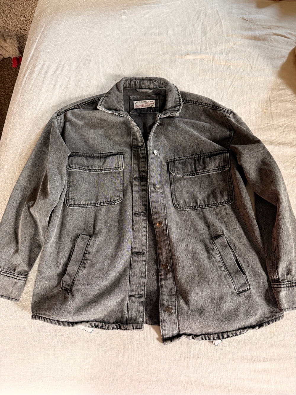 Stoosh Washed Black Shirt Jacket